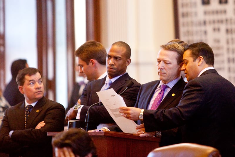 Rep. Scott Turner (R-Frisco) with other voucher advocates