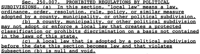 Texas Lawmaker Files Bill Striking Down LGBT Protections