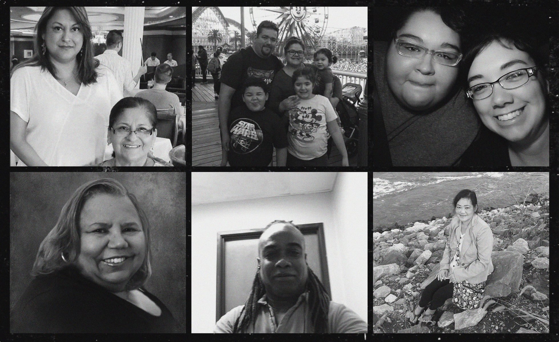 Clockwise from top left: Casandra Gonzalez with Yolanda Reyes; Daniel Morales, an El Paso nurse who died in August, with family; Jessica Fajardo, an Odessa phlebotomist who died in April, with a friend; Pwar Gay, an Amarillo meat processing worker who died in May; Maurice Dotson; Margaret Ferguson, who worked for a roofing company in Allen and died in October.